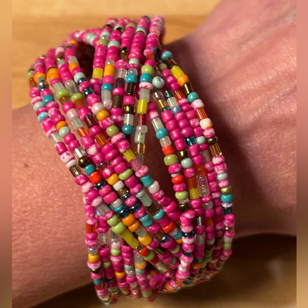 4/$20🌷 💖🌺Tropical Punch Seed Bead Boho Cuff Bracelet 🍹💖✨AS IS✨see photos